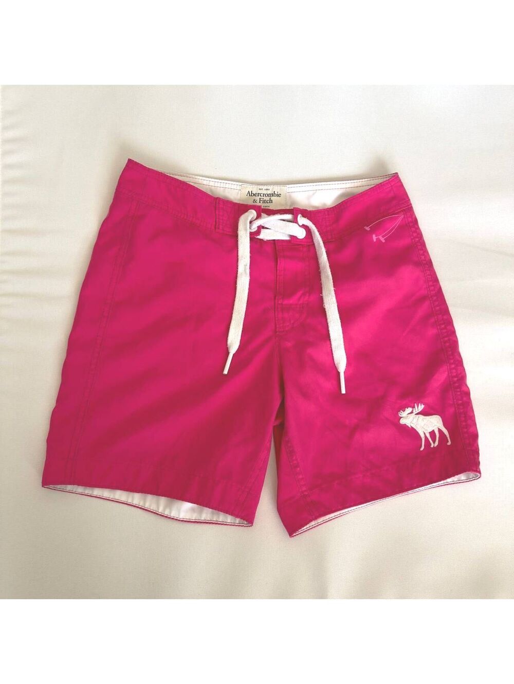 Abercrombie & Fitch Men's S Hot Pink Moose Board Shorts Swim Trunks Y2K